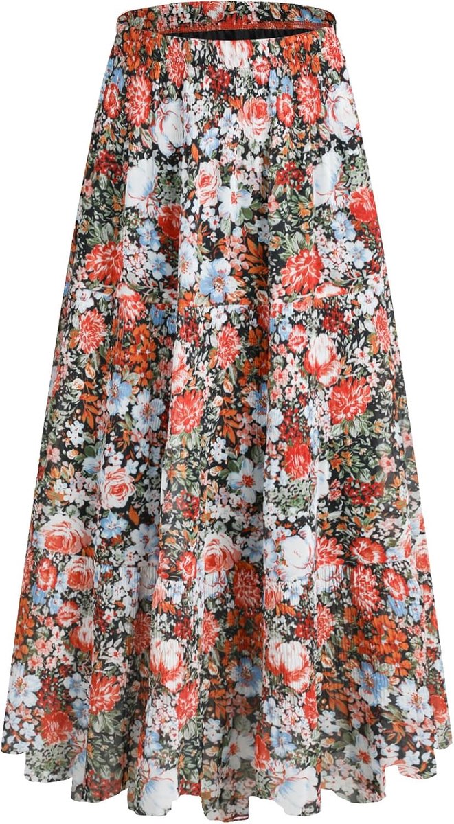 Damesrok, elastische hoge taille, maxi chiffonrok met voering, zomers, vintage stijl, lange elegante A-lijn strandrok