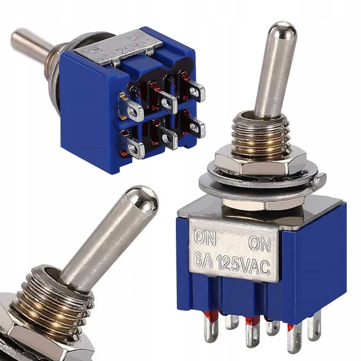 Rosfix Hendelschakelaar MTS-202 - On-On Schakelaar - 6 Polig, 2 Posities, 3A/250V-6A/125V, 20 Mω