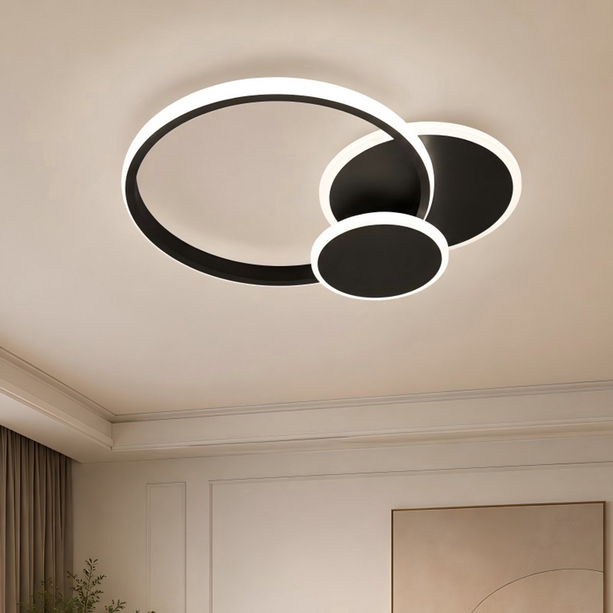 Lemlit LED Plafondlamp Rond 32W - Moderne Plafondverlichting met 3 Kleurtemperaturen - 3840 lm met Geheugenfunctie - voor Woonkamer Slaapkamer Keuken en Hal - Zwart