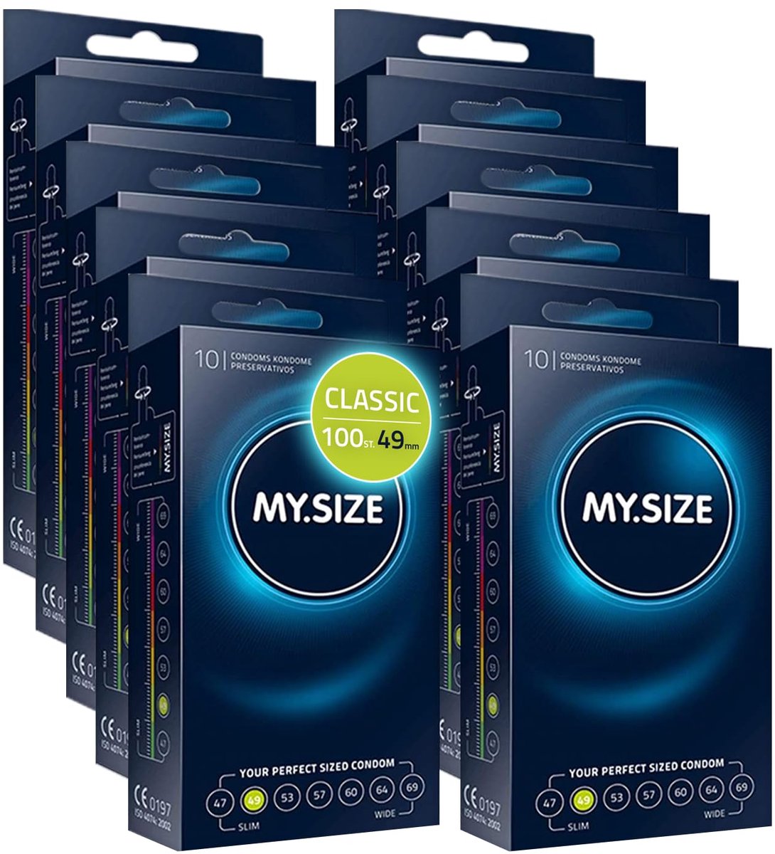 MY.SIZE Classic condooms maat 2 I 49 mm breed I 100 stuks maxi pack I premium condooms extra dun I condooms true to touch gossamer I dunne 0,07 mm wanddikte I condooms veganistisch