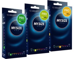 MY.SIZE PRO condoom maat 1,2,3-47,49,53 mm, 3x10 condooms - pasvorm en een geschikte maat voor iedereen