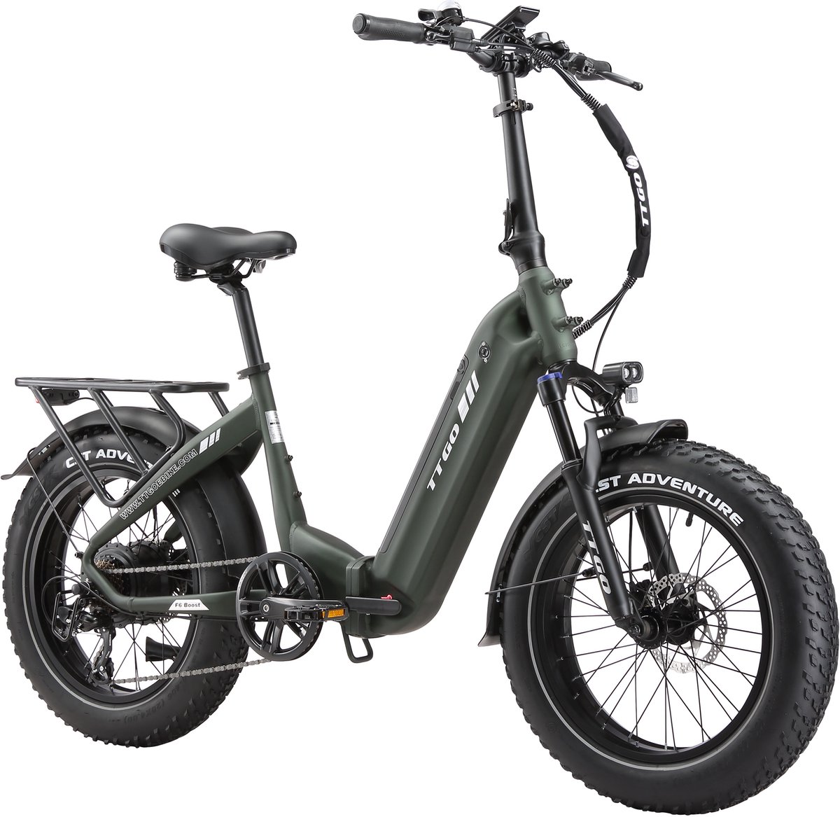 20*4.0" Elektrische vouwfietsen- 48V18Ah Lithium Accu – 70Nm Elektrische Fiets – Actieradius tot 140 km – Shimano 7 Versnellingen – Hydraulische Schijfremmen –Aluminium –250W Motor –Krachtsensor–Elektrische Stadsfiets–Groen