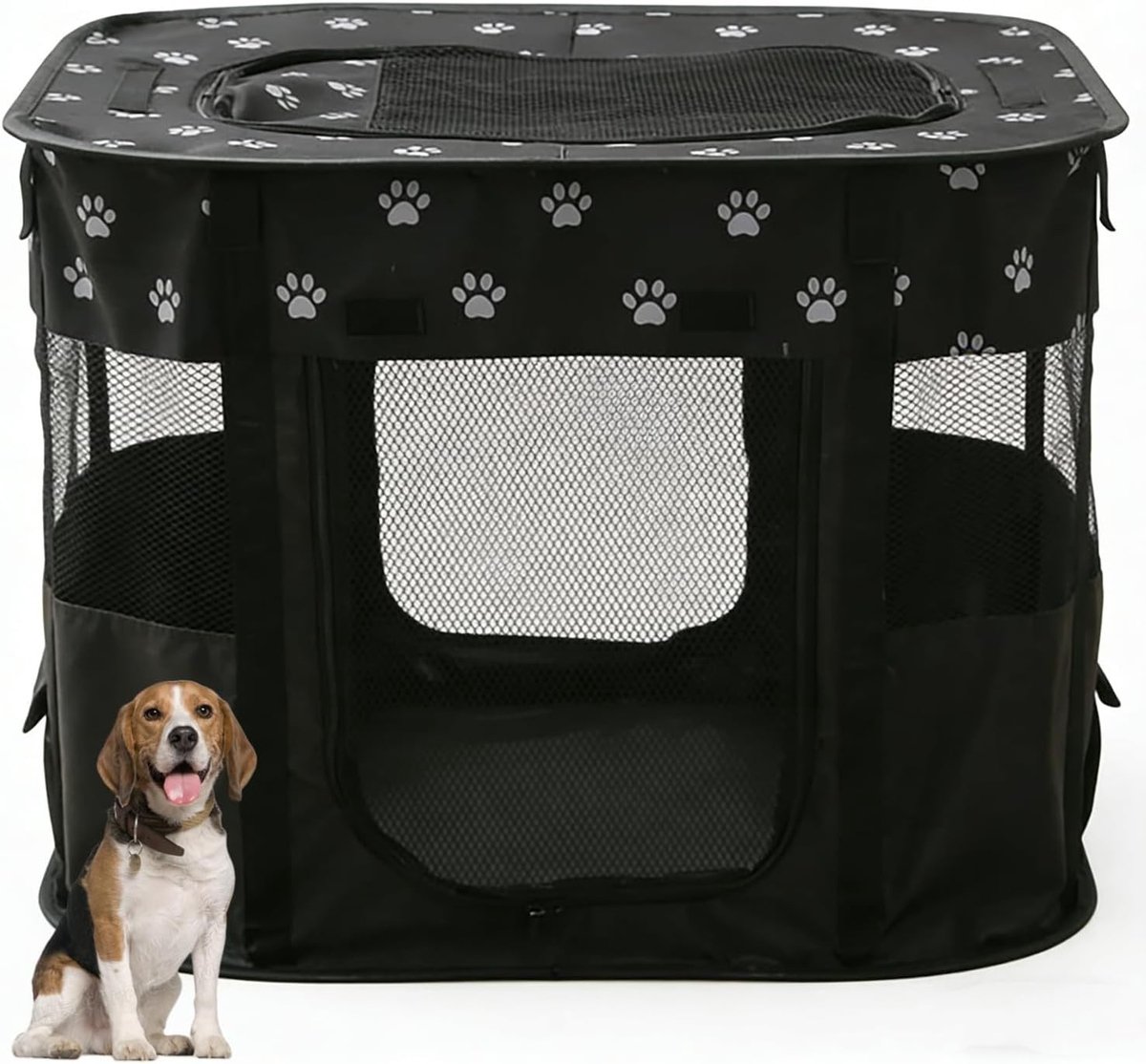 Katten vervoersbox - Zwart - 70 x 55 x 45 cm - Opvouwbare Draagbare Hondenhok van Oxford Doek - Voor Huisdieren