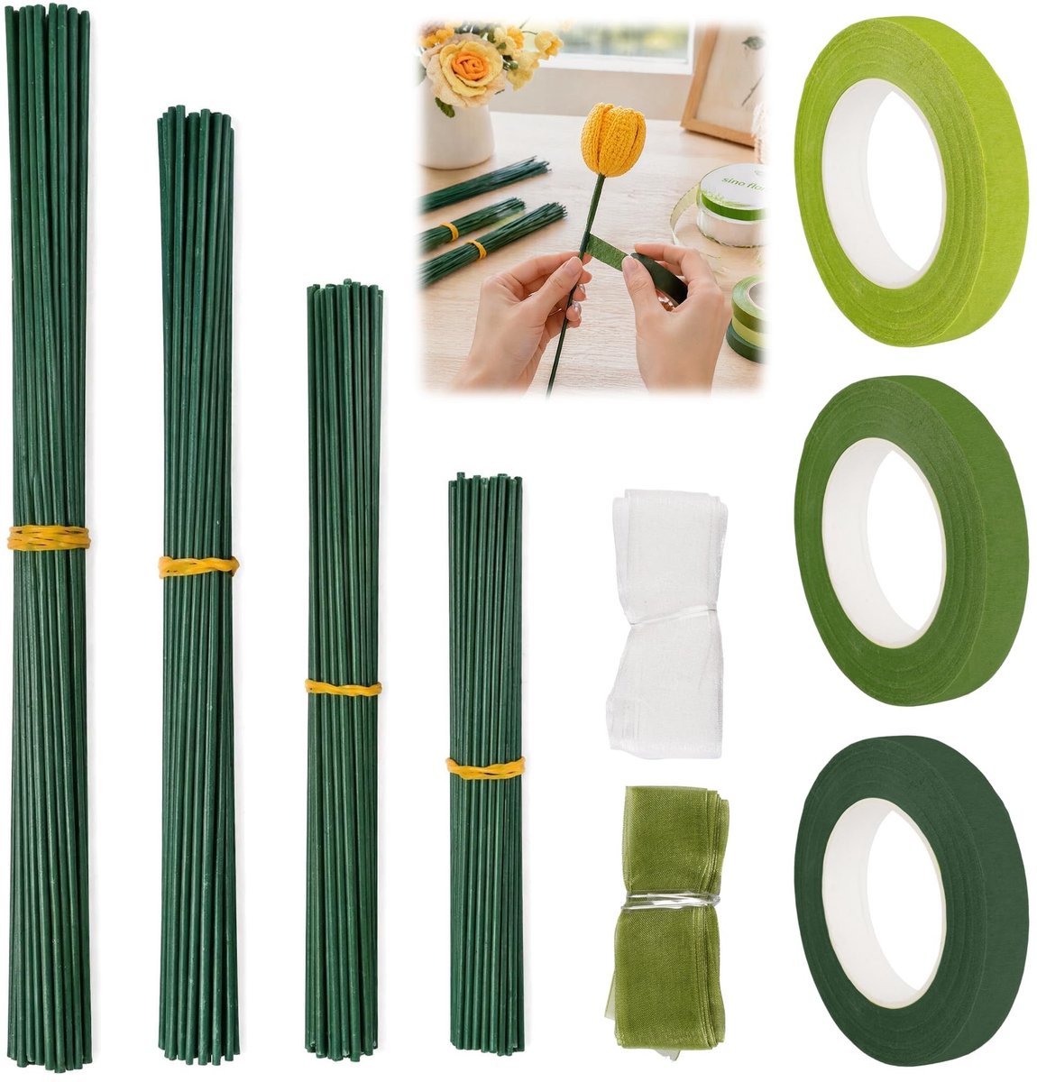 Omgoods - Set van 120 Metalen Bloemstelen voor Bloemstukken