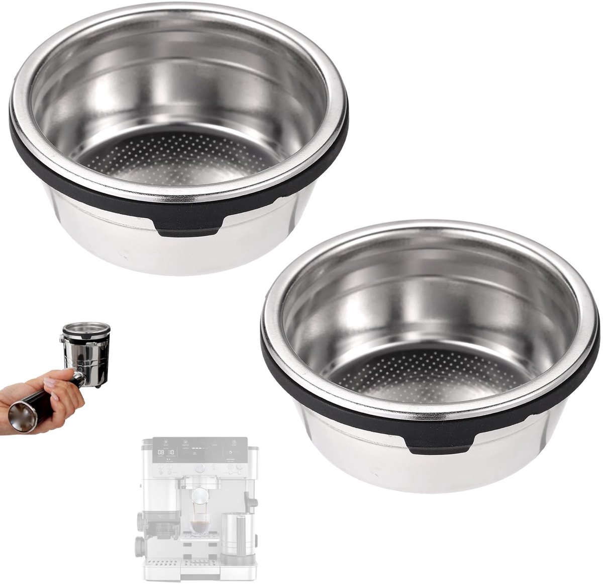 Elzusha - Dubbele Koffiefilter Mandje RVS - Compatibel met Luxe Koffiezetapparaten