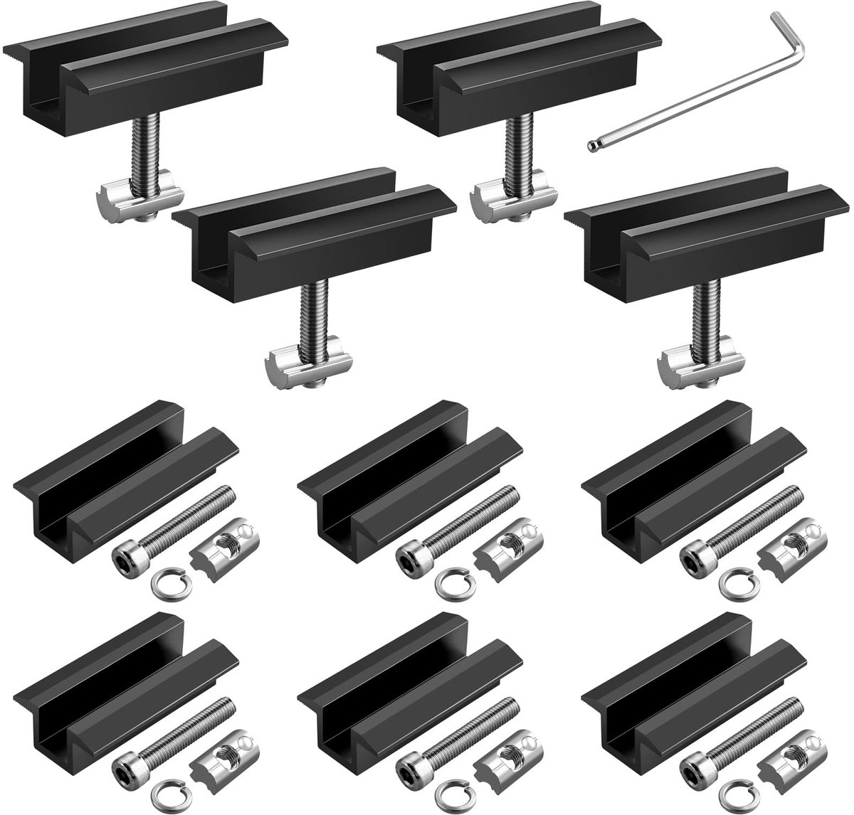 Elzusha - Set van 10 Aluminium Middenklemmen voor Zonnepanelen 30-42 mm - Zwart