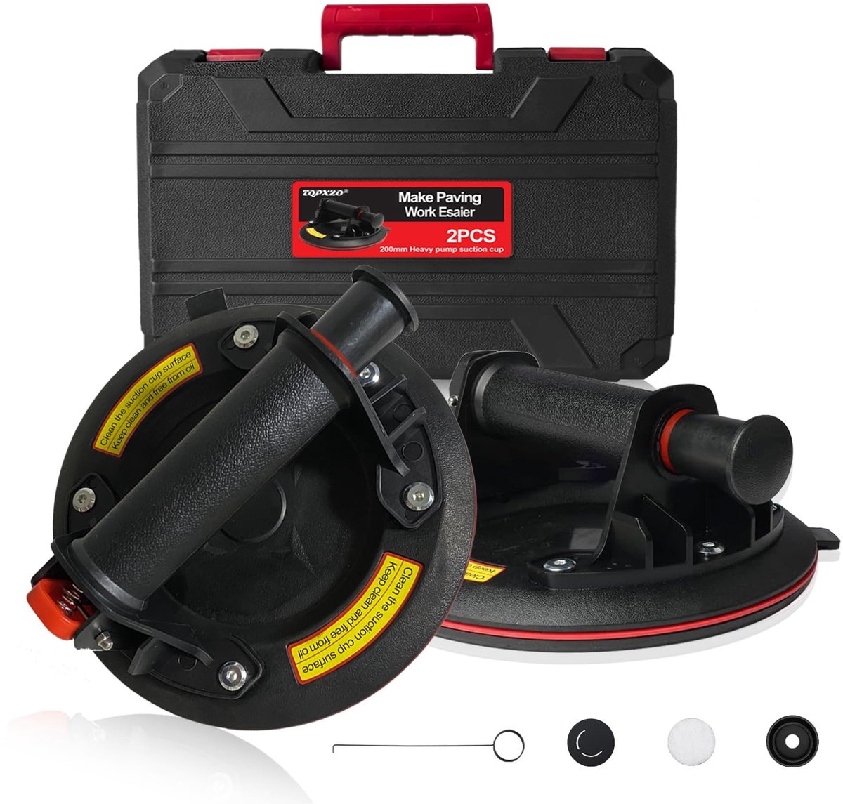 Elzusha - Set van 2 Tegellifters met Vacuüm Zuignap 20cm - Max. 220kg - Inclusief Opbergkoffer