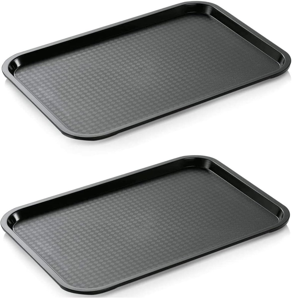 Set van 2 multifunctionele trays in zwart, antislip, voedselveilig PP-materiaal, drie maten beschikbaar (45 x 35 cm)