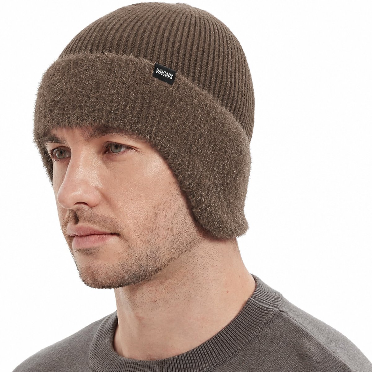 ECTEATOY® Muts - Warme Wintermuts - Met Oorkleppen voor Heren en Dames - Skimutsen - Fleece Gevoerd - Winddichte - Spandex - Bruin