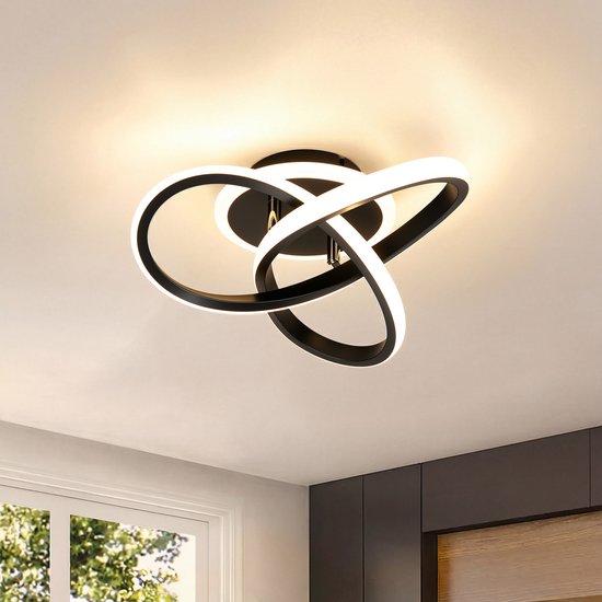 Lemlit LED Plafondlamp met Ringen 21W - Moderne Plafondverlichting met 3 Kleurtemperaturen - 2100 Lm met Geheugenfunctie - voor Woonkamer Slaapkamer Keuken en Hal - Zwart