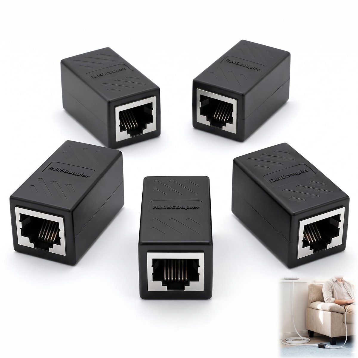 Omgoods - 5 Stuks RJ45 Koppeling Set