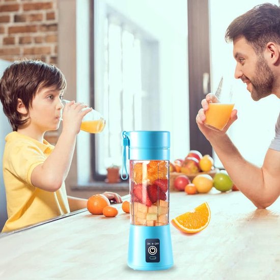 Draagbare Blender - Mini Mixer - Fruit Mixen - 6 3D Messen - 380 ml - Blauw — afbeelding 2