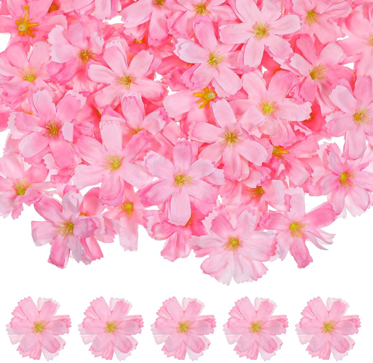 SolidKeus - Set van 100 Kunstzijden Bloemkoppen in Roze