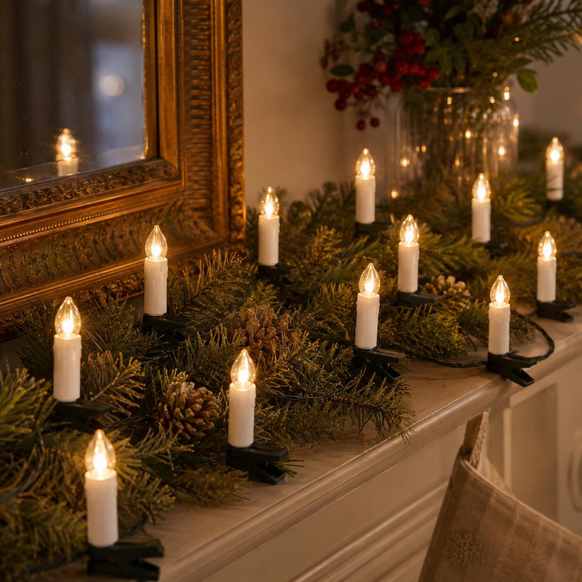 Kaarsen verlichting - 12 meter - 50 LED lampjes - warm wit - kerstverlichting lichtsnoer – foto 4