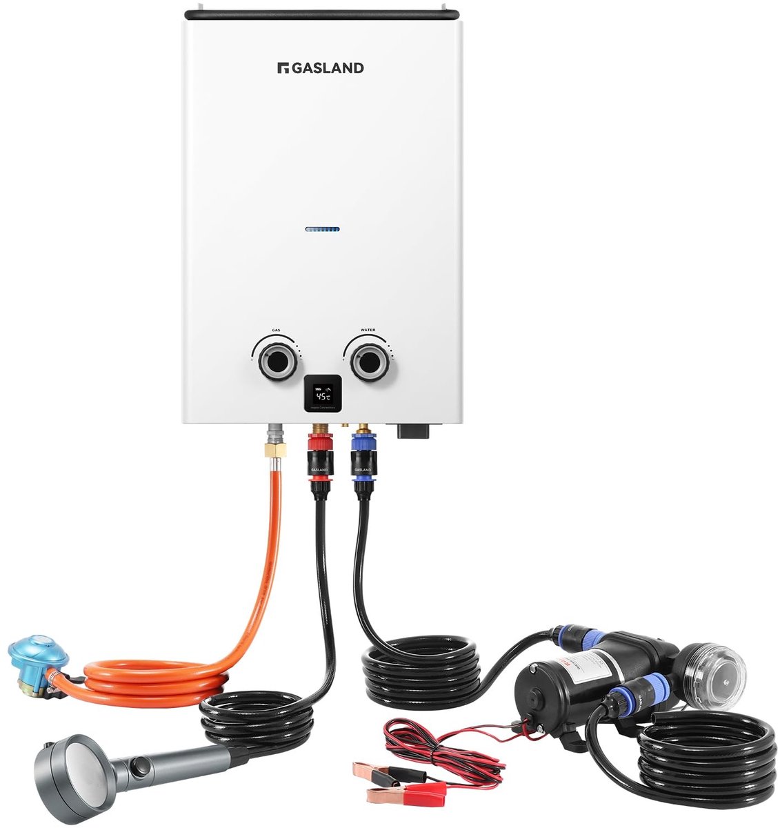 Omgoods - Gas Waterverwarmer 10L met Waterpomp, Ultra Dun en Draagbaar