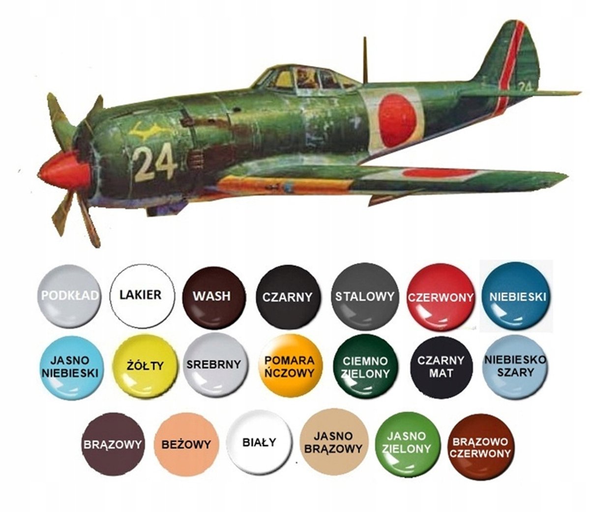 Bouwpakket Nakajima KI84 IA Hayate vliegtuig 1:48 met verf