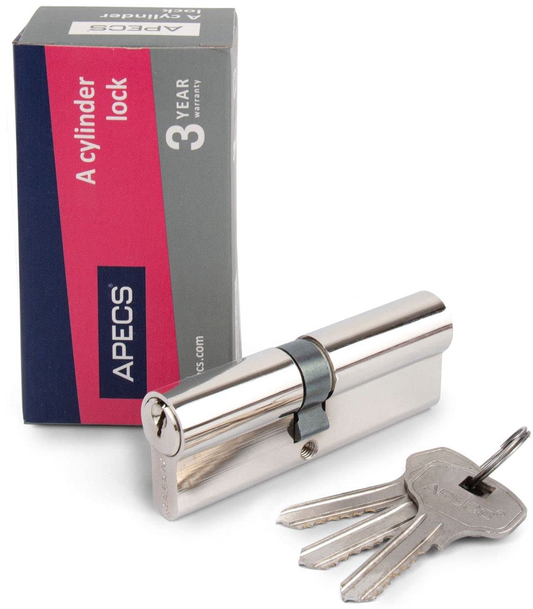 Deurcilinder 30/70 mm voor deur met 3 sleutels in zilver