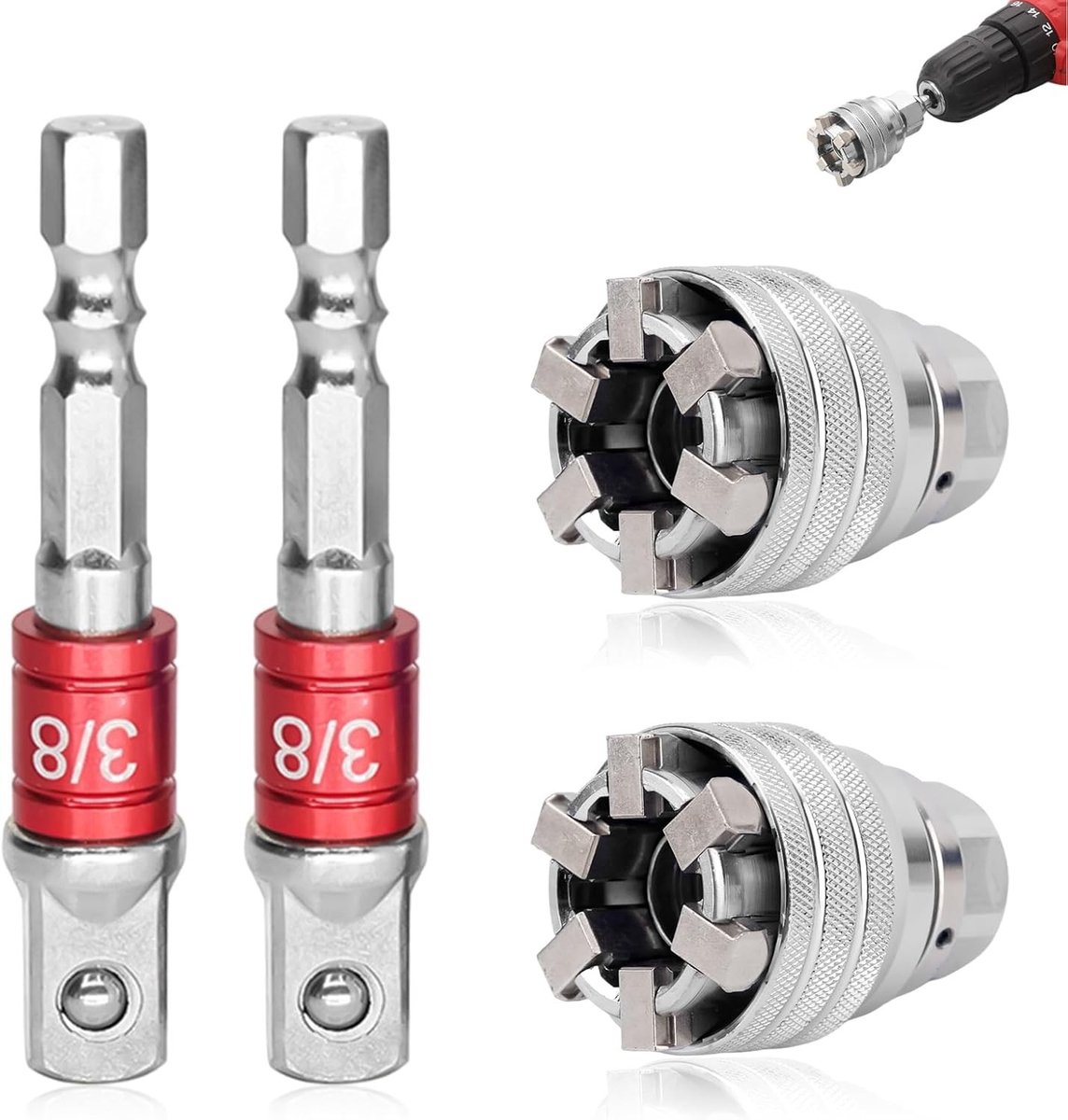 Verstelbare Dopsleuteladapter - Zilver - 5,3 x 3,7 cm - Van Duurzaam Chrome Vanadiumstaal - Voor Huishoudelijk en Auto Onderhoud