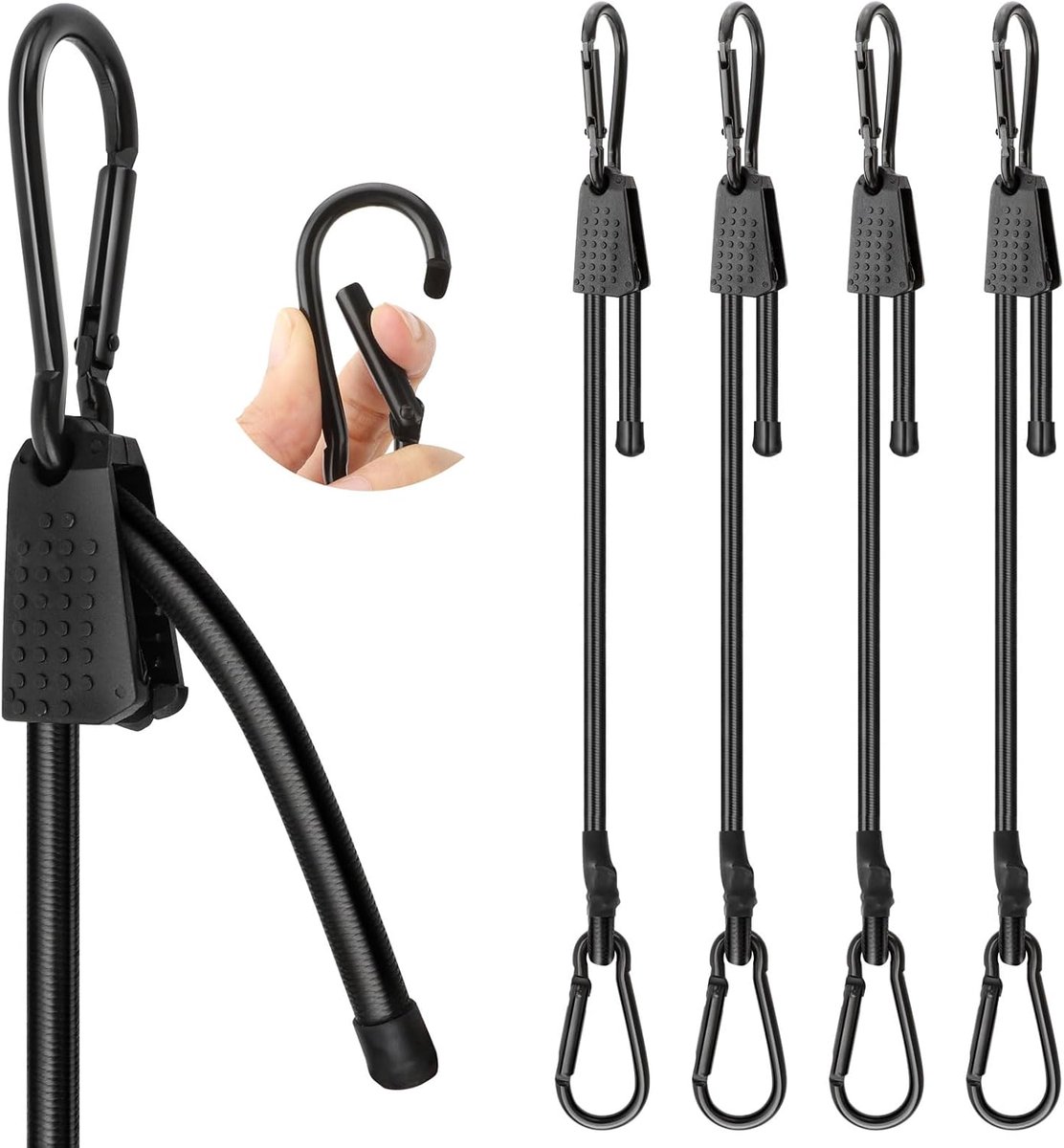 4 stuks spanrubber - bungee-touwen met haken - 150 cm - verstelbare expander met haken - rubberen spanner met haak voor steekwagen - bagagedrager - fiets - motorfiets - camping