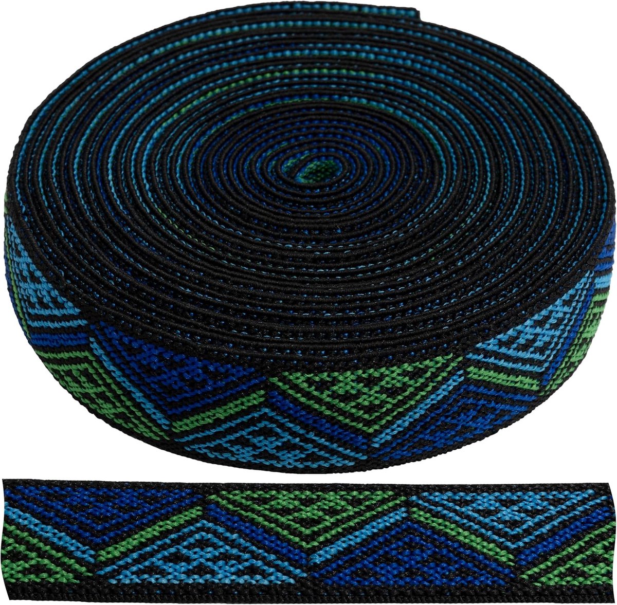 - C67315 - decoratieve elastische band, geweven, plat, 4,5 m - breedte 25 mm - kleur meerkleurig - confectie korte kleding naaien sportkleding stof riem broek rok