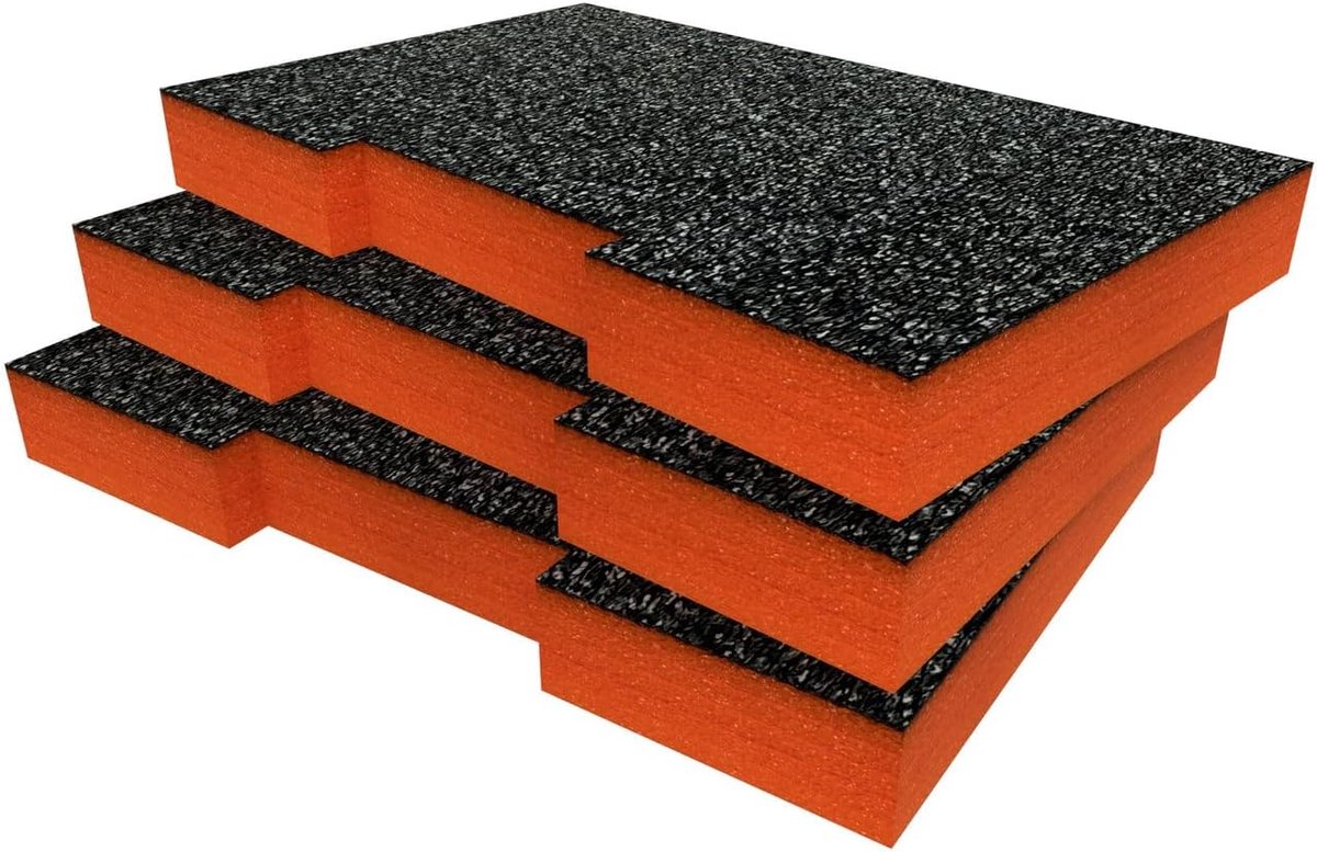 Foam Insert Compatibel met ToughSystem 2.0 3 Lade Oranje 50mm
