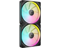 ICUE LINK LX140 RGB 140 mm PWM Ventilatoren Dubbel Pakket – Dubbele Lichtlussen – Inclusief iCUE LINK System Hub – CORSAIR AirGuide Technologie – Zwart