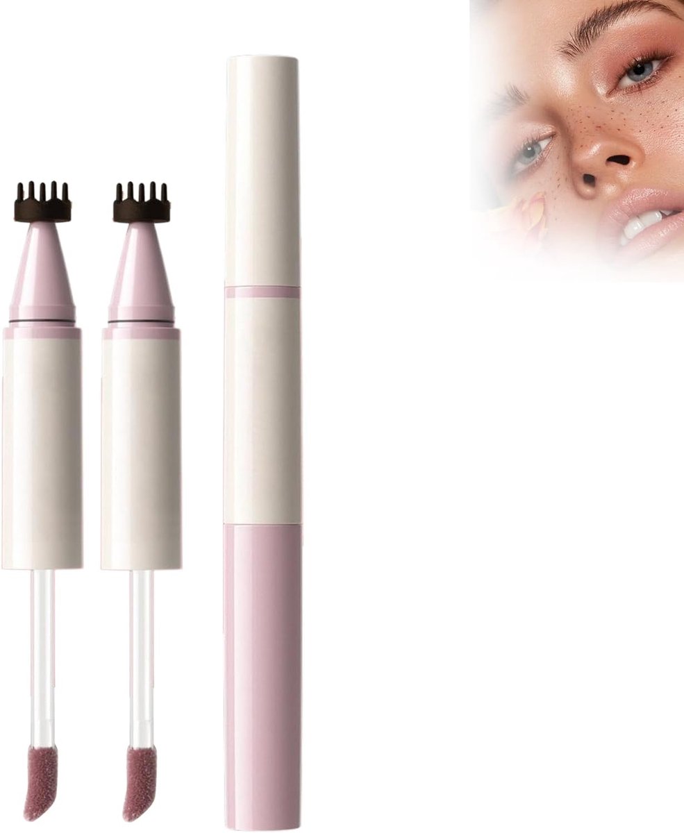 Zomersproeten en rouge, multifunctionele pen, compacte dubbele pen voor natuurlijke sproeten en dagelijkse rouge, veelzijdige make-upstift voor kunstmatige freckle en blush, 2 stuks (03)