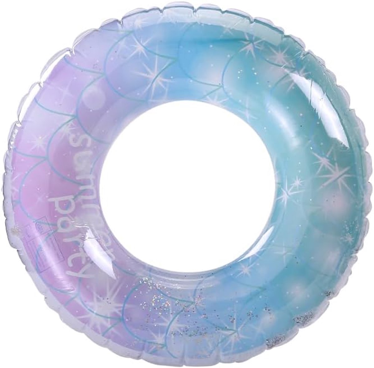 Zwemring voor volwassenen, transparante pailletten, drijvende ring, opblaasbare zwemband, 90 cm, zwemring buis voor zomerzwembad, party, geschikt voor volwassenen en kinderen