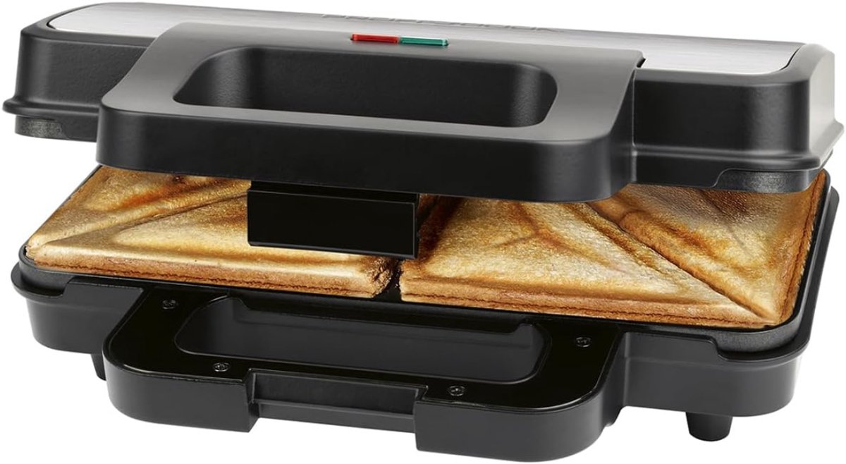 Ploutos® Tosti-ijzers - Antiaanbaklaag - Krachtig Tosti-ijzer met Grillplaten - Zwart - 24cm x 27cm x 10cm