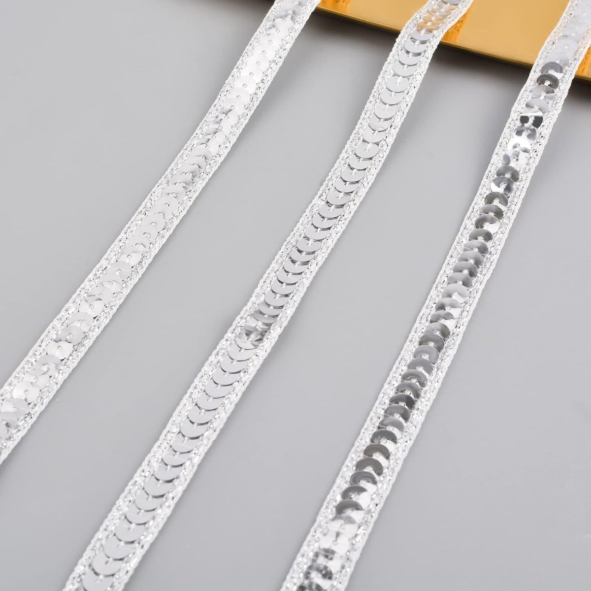 10 Yards zilveren pailletten lint, metallic pailletten trim Paillette lint trim voor jurk decoratie hoofdband verfraaiing naaien kunst ambachten