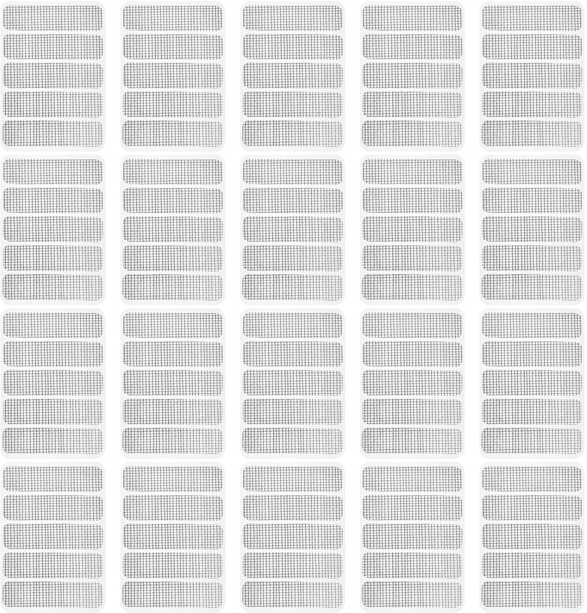 100 stuks reparatie van muggennetten, onzichtbaar, raam, reparatietape, muggennet, zelfklevend, reparatieset voor deur- en raamgaten in huis (grijs)