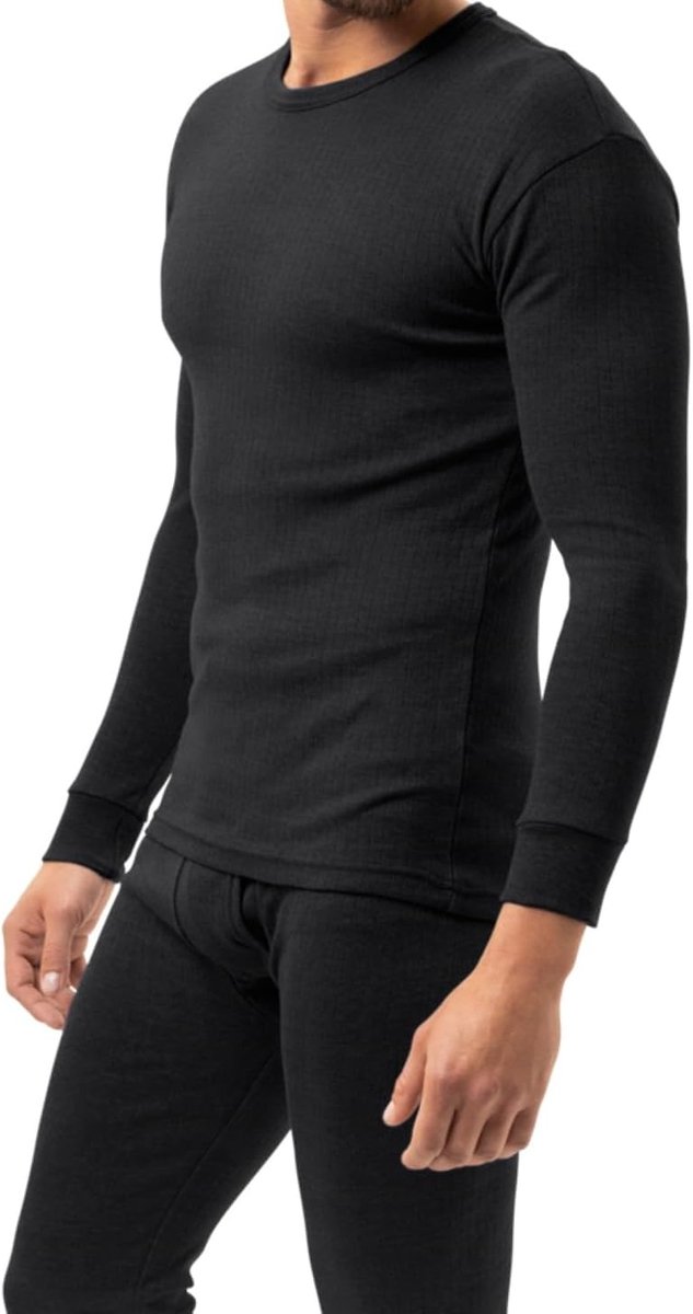 Thermisch onderhemd voor heren, fleece, warm winterondergoed, lange mouwen, katoen