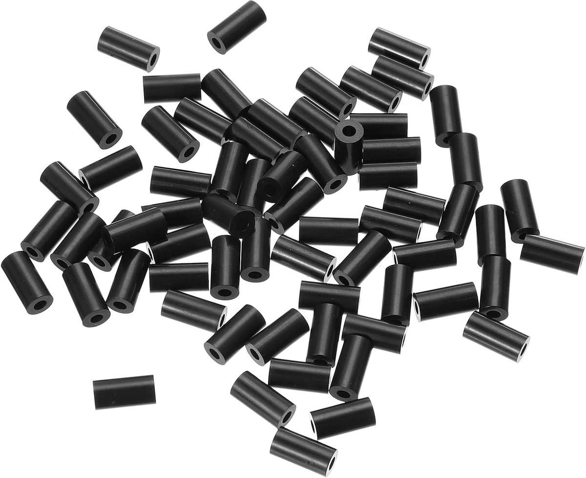 Zwarte ABS ID 3,2 mm, OD 7 mm, Lengte 15 mm, Nylon Ronde Spacer Washers, 120 Stks Plastic Standoff Rubber Moer Ongeschroefd voor M3 Schroeven Stopcontact Schakelaar Receptacle