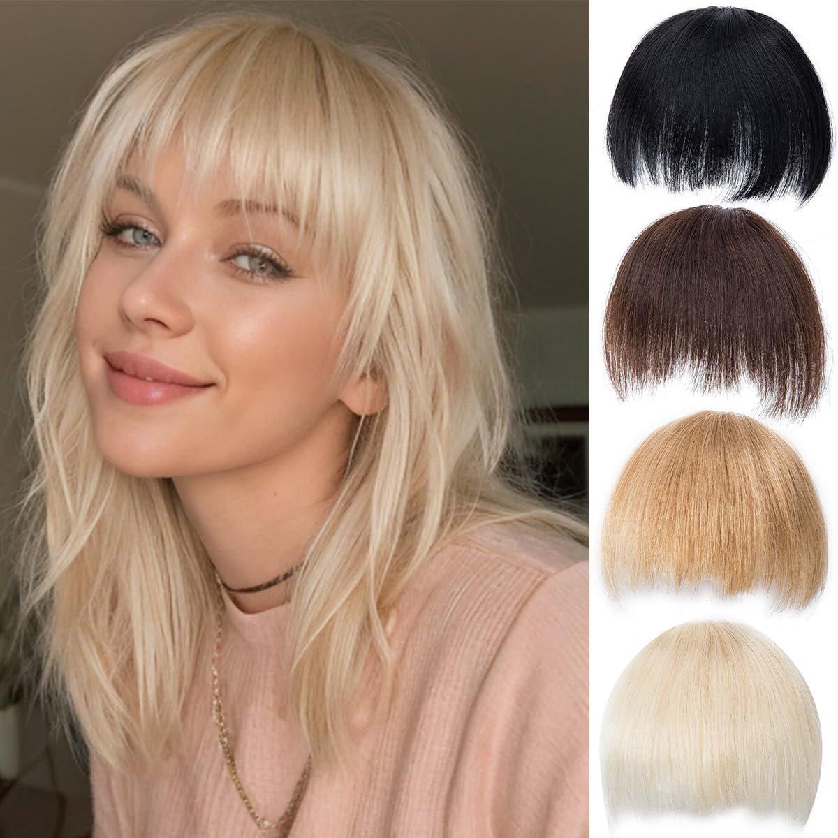 Pony, echt haar, front fringen, uniek, onregelmatige franjes, haarverlengingen, stroblond, pony, haar voor vrouwen
