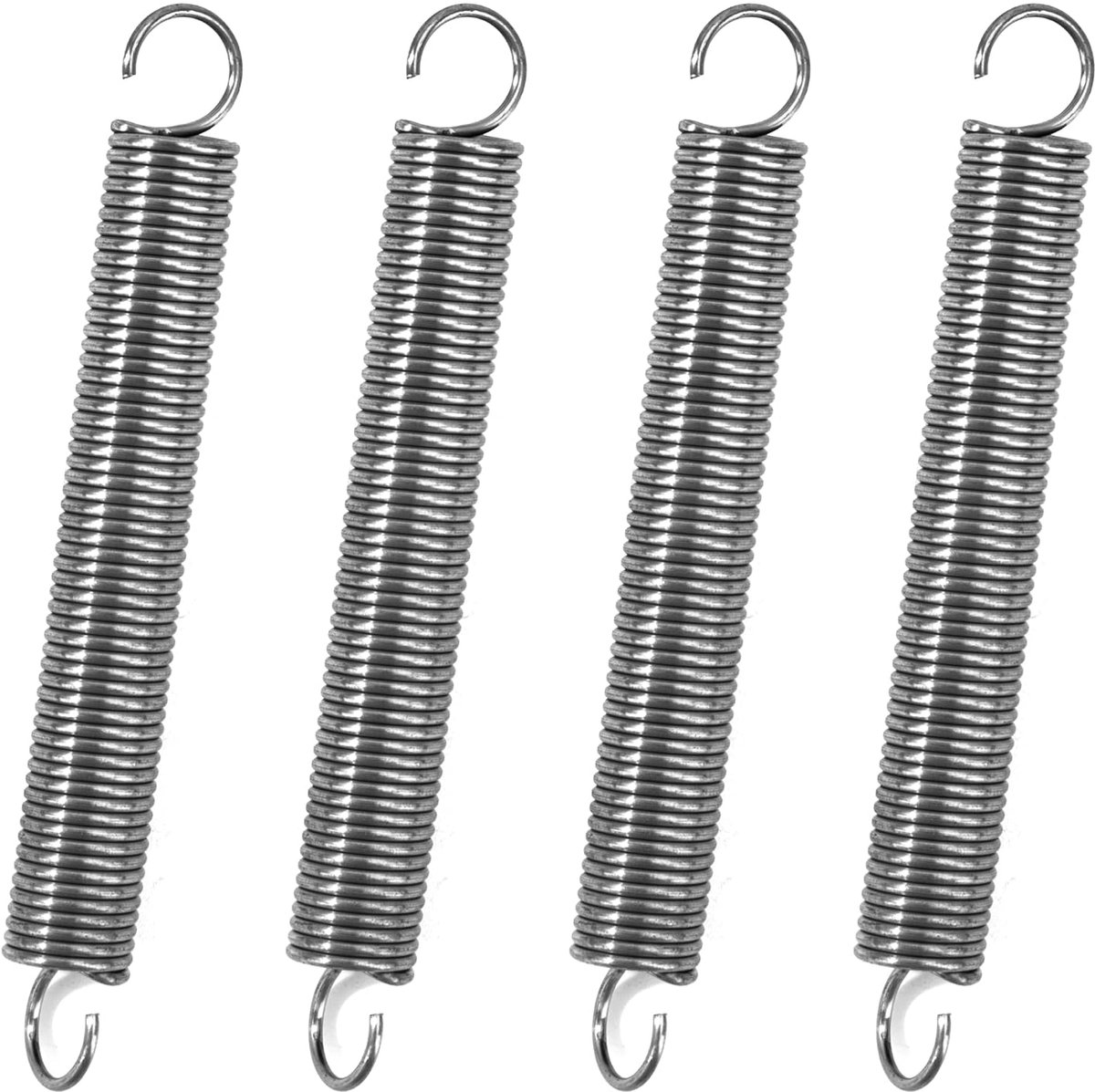 Trekveren met haak, roestvrij staal, trekveer, spanveer, 80 mm, buitendiameter 10 mm, draaddiameter 1,1 mm, haakhoek 90 graden, maximale trekkracht 2,4 kg, 1,1 x 10 x 80 mm, 4 stuks