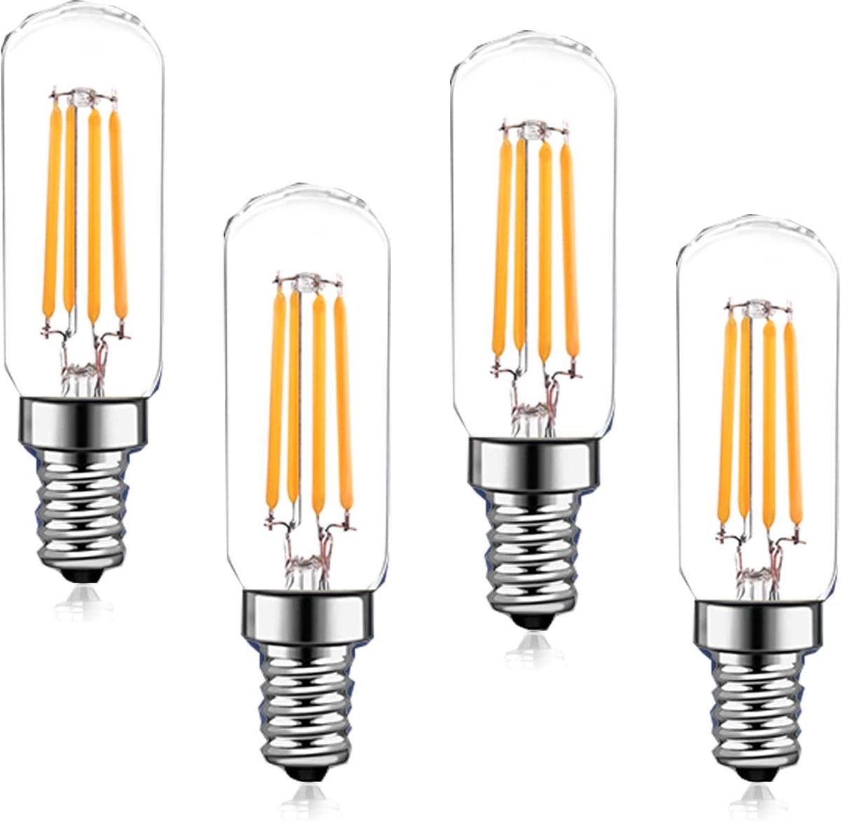 4W T25 E14 LED Lamp 12V Warm Wit 2700K Edison Buis Gloeidraad Vintage Licht Equivalent aan 40W Halogeen Lamp voor Zoutlamp Afzuigkap RV Camper Marine (Verpakking van 4, Niet-Dimbaar)