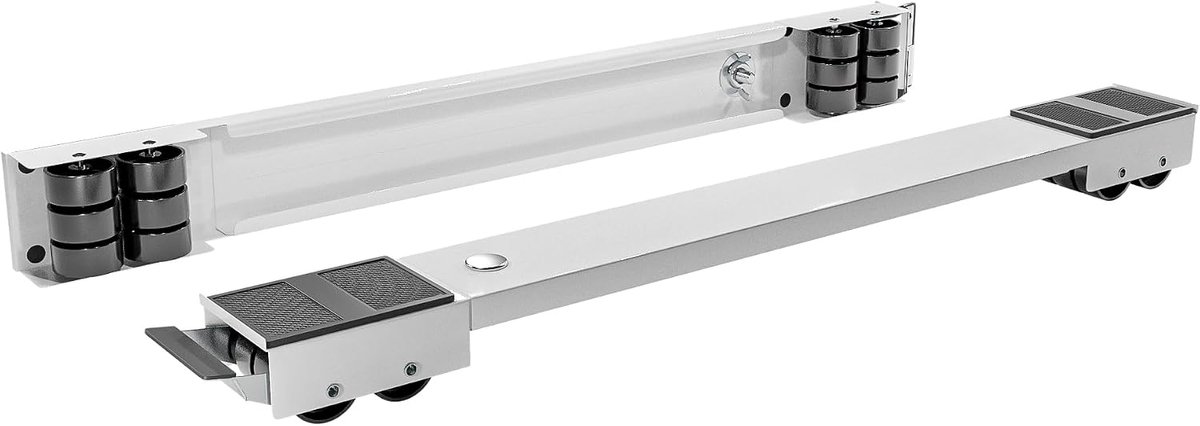 - Wasmachinevoet voor meubel - Set van 2 stalen onderstellen op wielen - Platform met 24 wielen - Meubelsteun voor een maximale belasting van 125 kg - Verlengbaar van 44 tot 70 cm - Wit