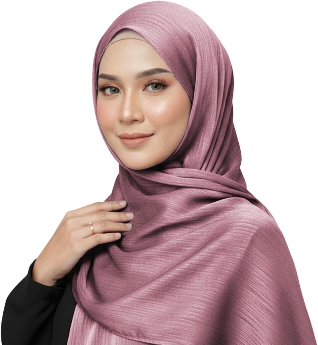 Zijden hijab voor dames, elegante gekreukte hijab wikkelsjaal, zachte ademende lange sjaal, lichtgewicht, glad, bescheiden hoofdbedekking