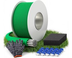 150M Omtrekkabelset voor Robotmaaier met 100 Haringen | Compatibel met Gardena, Bosch, Husqvarna, Worx, Honda enz, Inclusief 20 Kabelconnectoren & Handschoenen