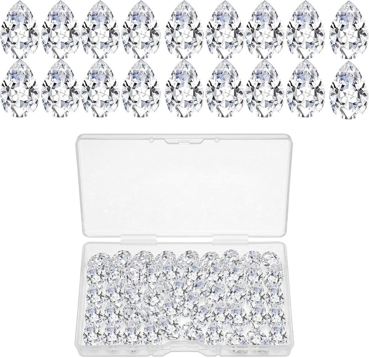 50 stuks heldere kubieke zirkoniasteentjes, losse strass, gefacetteerde cabochons gefacetteerde diamant voor oorbel, armband, hanger, sieraden, doe-het-zelf handwerk, productie, accessoires