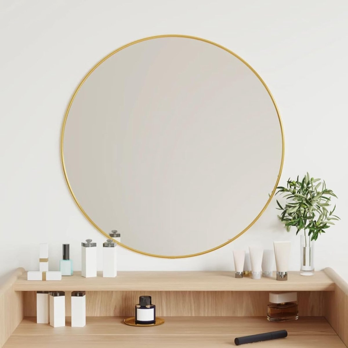 Wandspiegel spiegel ronde badkamerspiegel decoratieve wandspiegel gangspiegel badkamerspiegel muur voor woonkamer slaapkamer badkamer hal goud Ø 60 cm rond