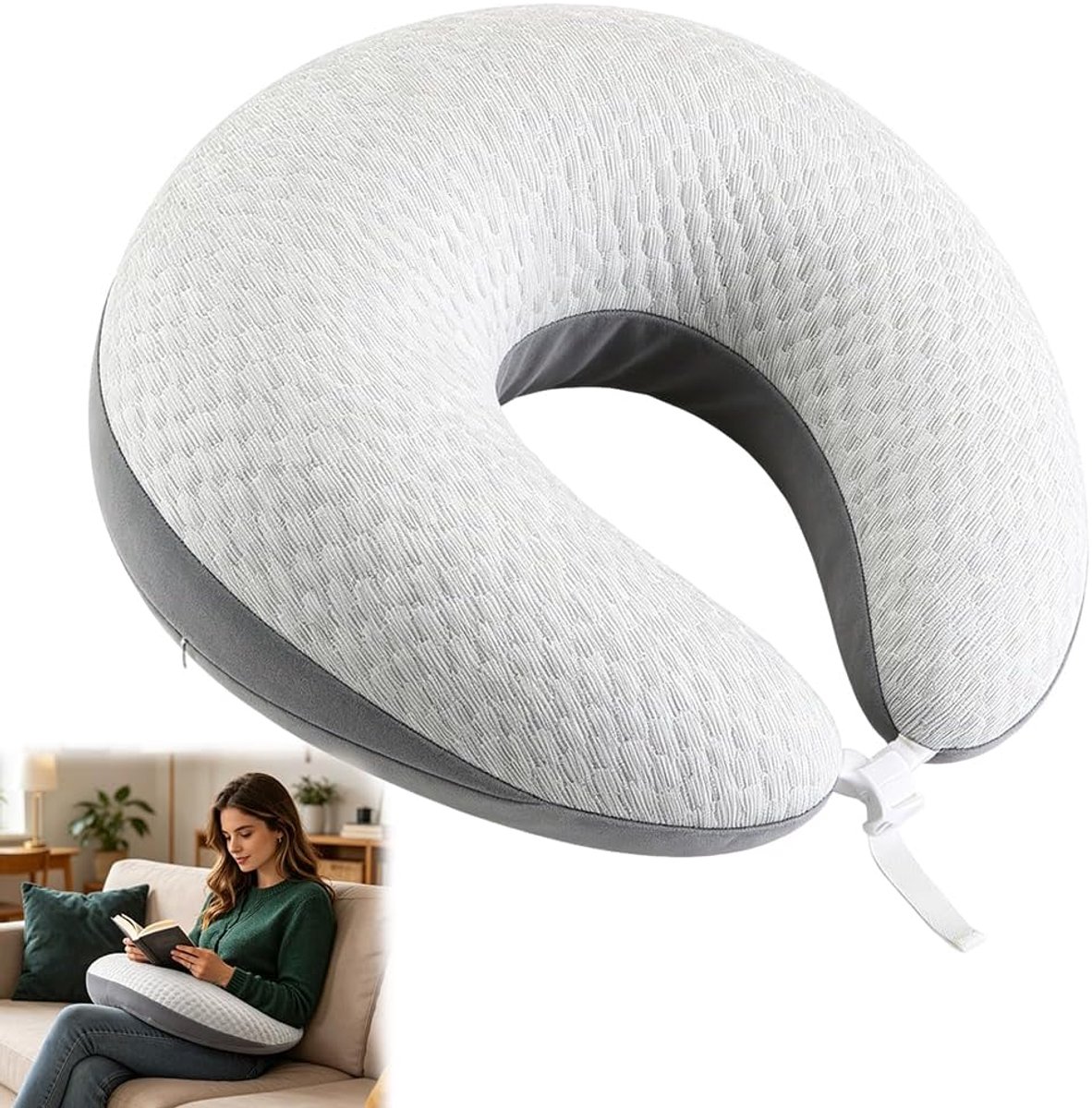 Leeskussen, ergonomisch leeskussen, multifunctioneel haakkussen voor handmatige activiteiten, lezen en videogames, machinewasbaar