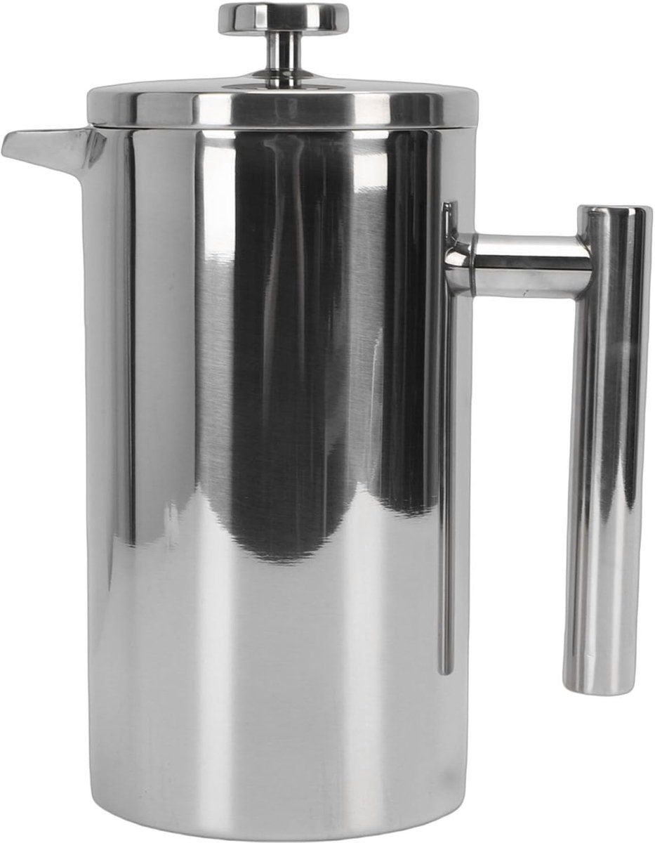 Franse Pers Koffiezetapparaat, Dubbelwandig Geïsoleerde Koffiepot Roestvrij, Pure en Sterke Koffie, Hete Thee en Chocolade, Houd Opgeschuimde Melk Warm, U-vormige (1000 ml)