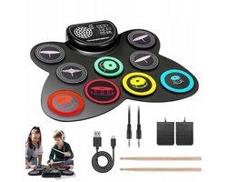 Elektrisch Drumstel - Digitaal Drumstel - Muziek Speelgoed - Kinder Drumstel - met 9 Drumpads - Inclusief Drumsticks & Voetpedalen & Speaker - Oplaadbaar - 3,5mm - Voor Kinderen en Volwassenen - Beginners