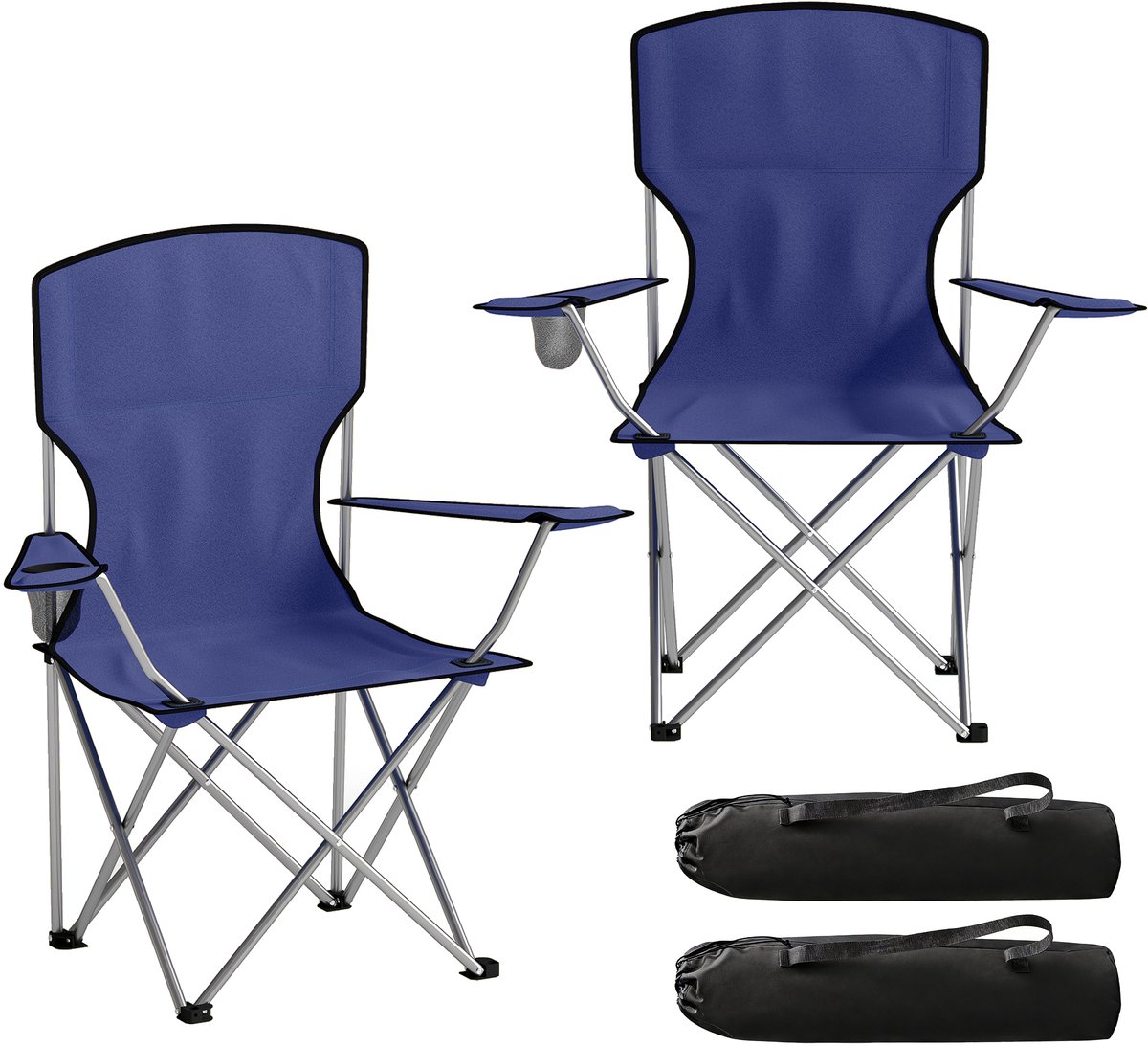 Campingstoelenset (2 stuks) – opvouwbare buitenstoelen – draagvermogen tot 120 kg – 88 x 57 x 97 cm – donkerblauw