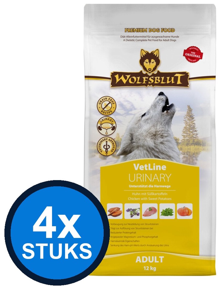 4x Wolfsblut - VetLine Urinary - Hondenvoer Droogvoer - 2 kg