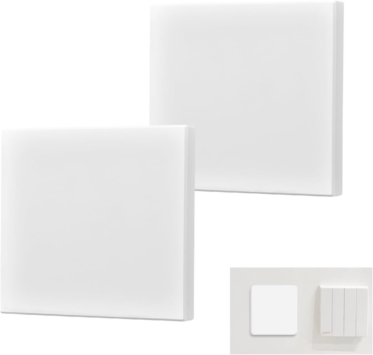 Set van 2 Inbouw Stopcontactafdekkingen 8.6x8.6cm - Witte Afdekking voor Ongebruikte Stopcontacten en Schakelaars, Veilig en Esthetisch