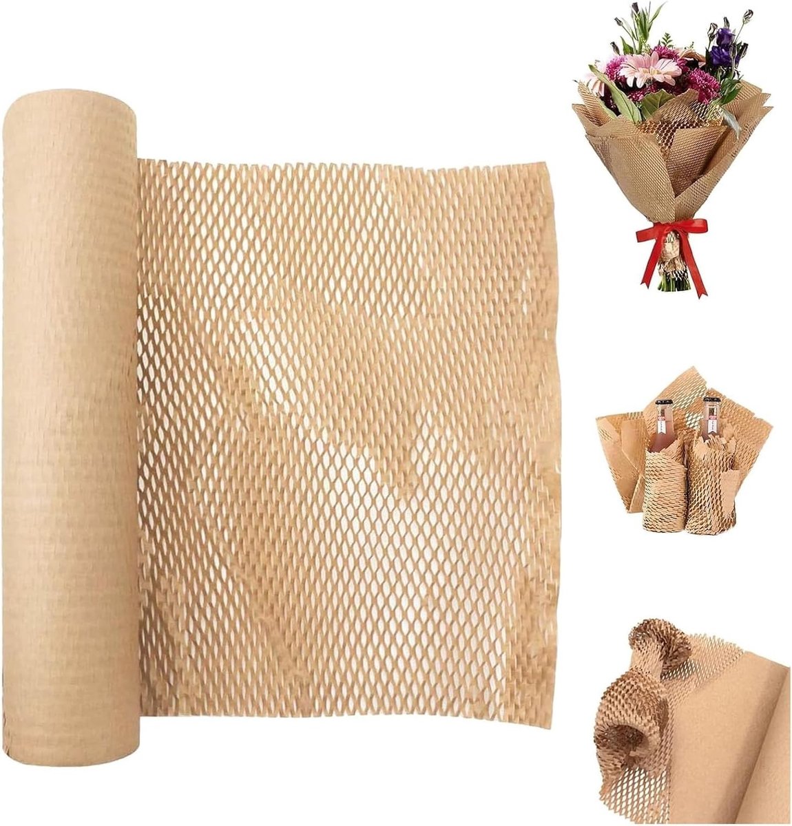 Papierrol van honingraat, 30 cm x 30 m, verpakkingsmateriaal voor breekbare artikelen, alternatief voor inpakpapier, vulmateriaal voor verzending en verhuizen