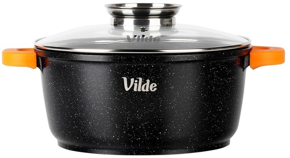 Granit Pot 28cm 5,8L met Cover & Siliconen Handvatten - Inductie