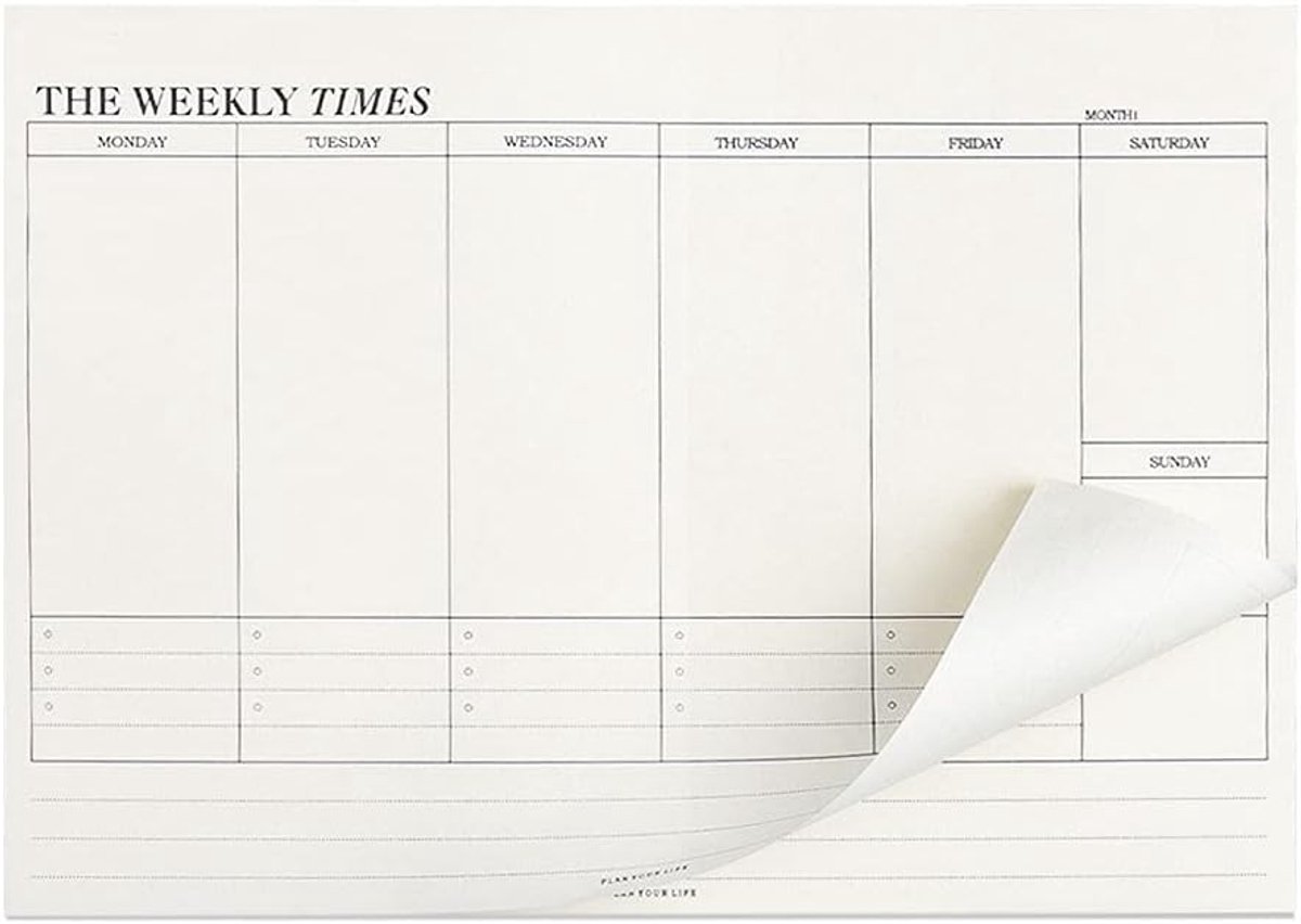 Weekplanner Blok - Wit - 24,5 x 17,5 cm - Stevig Papier met Afscheurbare Pagina's - Voor Thuis, School en Kantoor